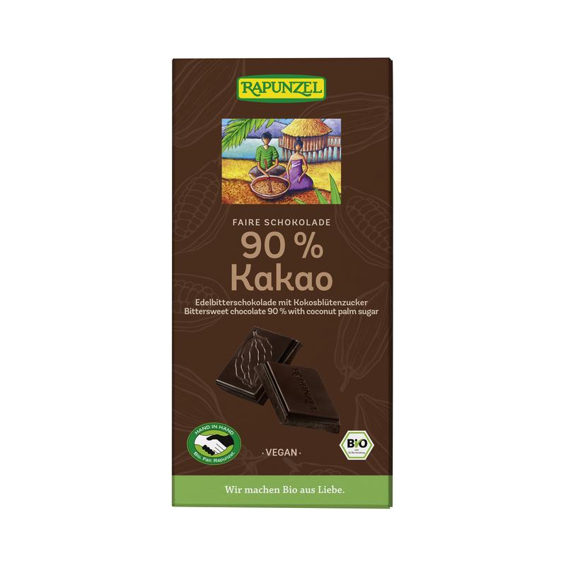 90% Kakao Edelbitterschokolade vegan Rapunzel