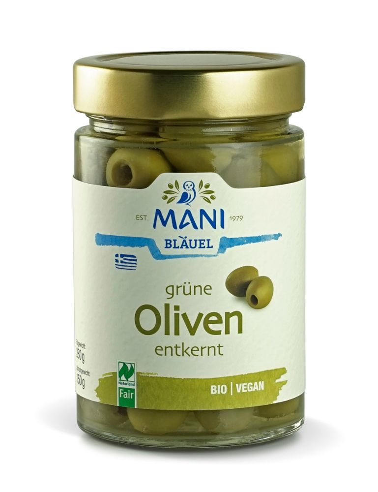 Mani - Grüne Oliven in Lake ohne Stein 6 Stück zu 280 g