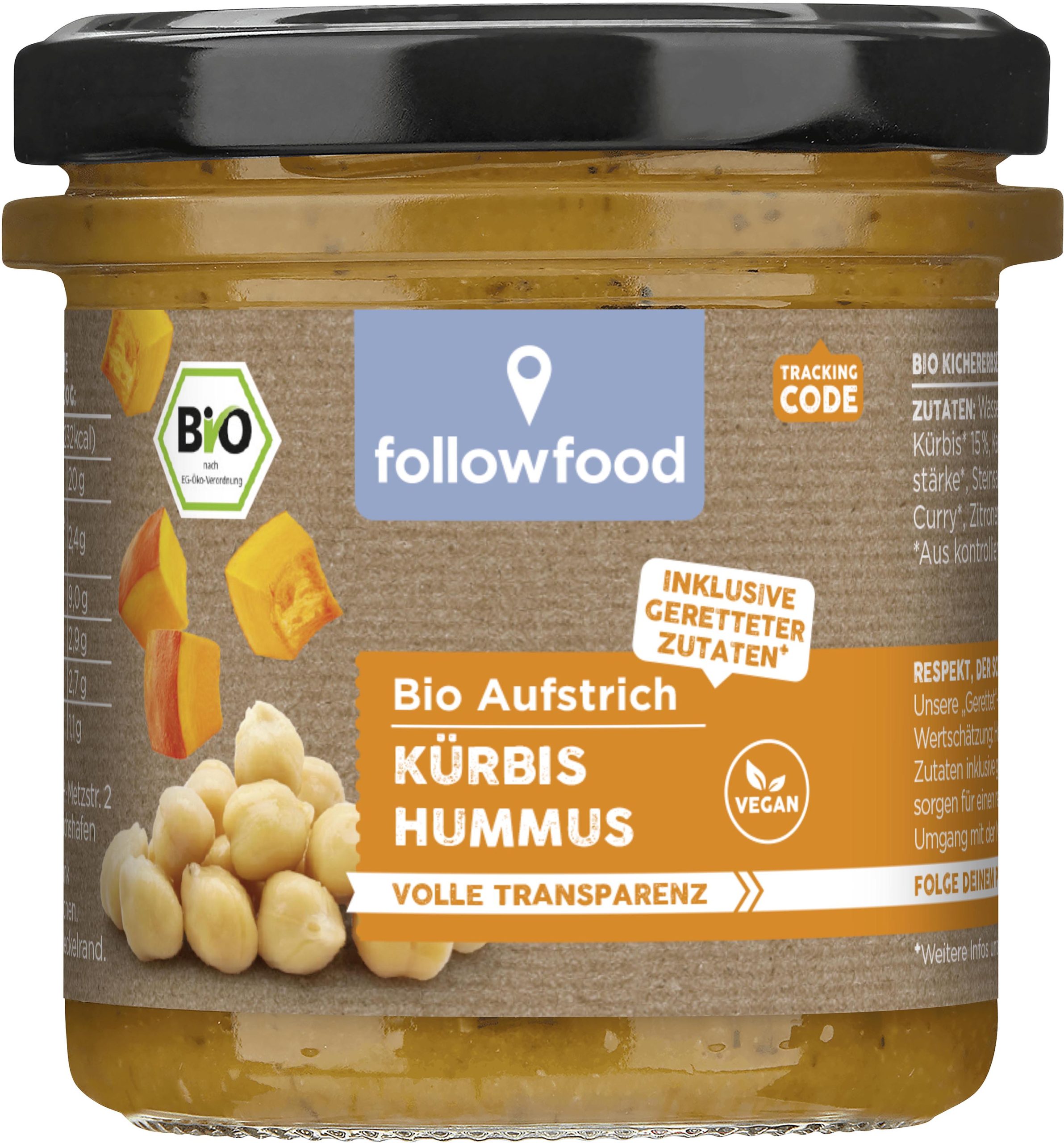 Rettergut - Bio-Hummus Kürbis & Karotte 6 Stück zu 135 g