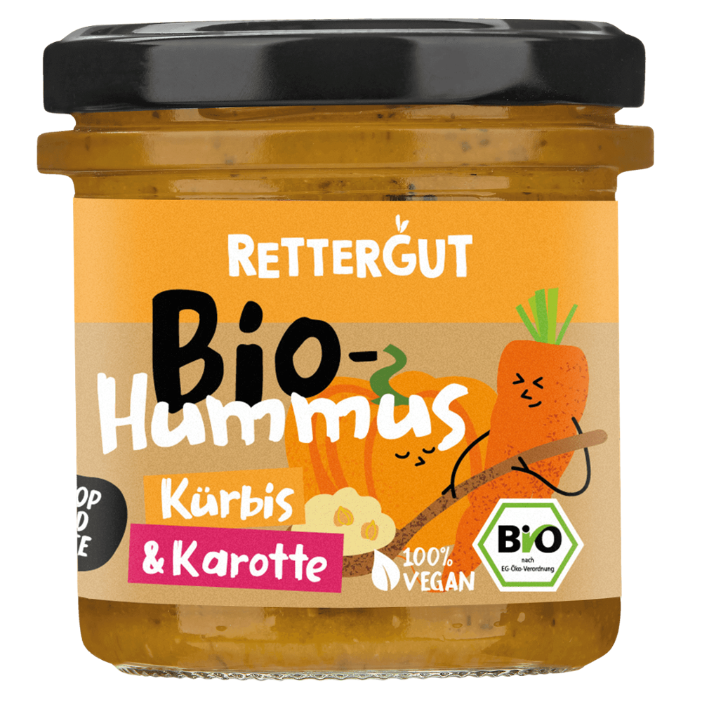 Rettergut - Bio-Hummus Kürbis & Karotte 6 Stück zu 135 g