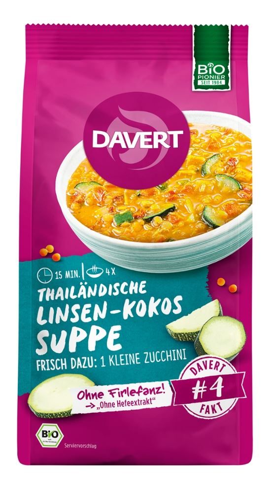 Davert - Thailändische Linsen-Kokos Suppe 6 Stück zu 175 g