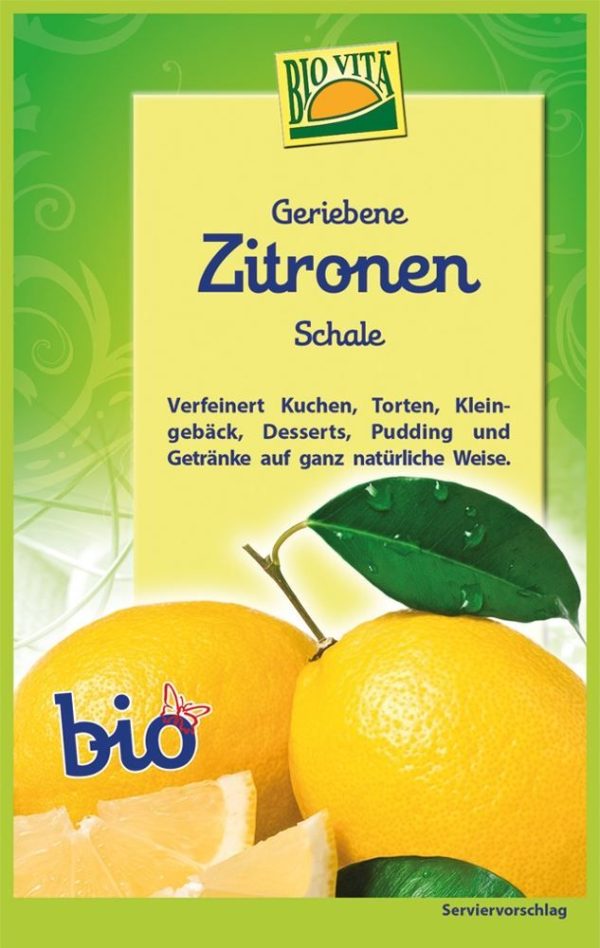 Geriebene Zitronen Schale Biovita