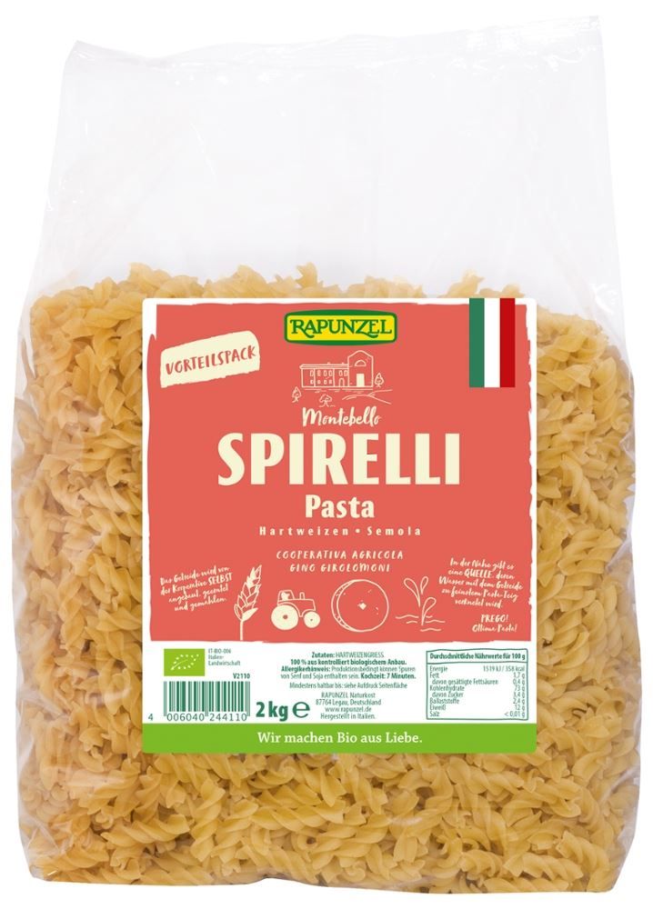 Rapunzel - Spirelli Pasta Hartweizen 3 Stück zu 2 kg