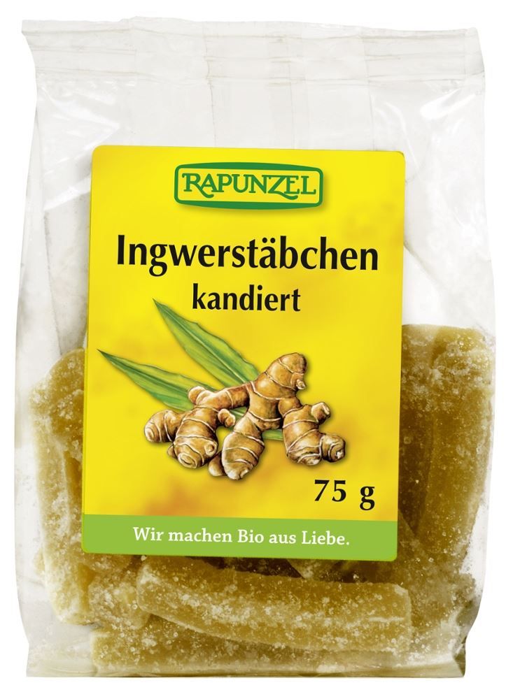 Rapunzel - Ingwerstäbchen kandiert 8 Stück zu 75 g