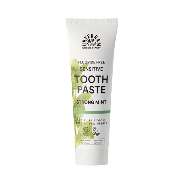 Fluoride Free Sensitive Toothpaste Strong Mint Urtekram