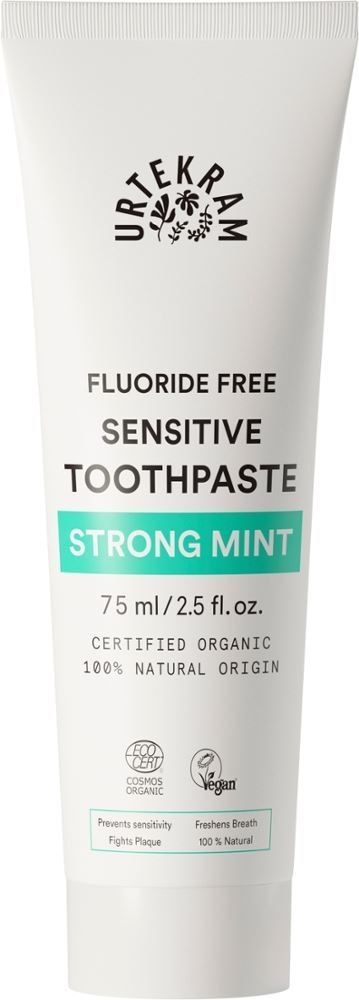 Urtekram - Fluoride Free Sensitive Toothpaste Strong Mint 6 Stück zu 75 ml