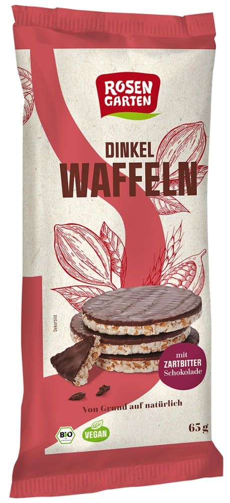 Rosengarten - Dinkel Waffeln Zartbitter 12 Stück zu 65 g