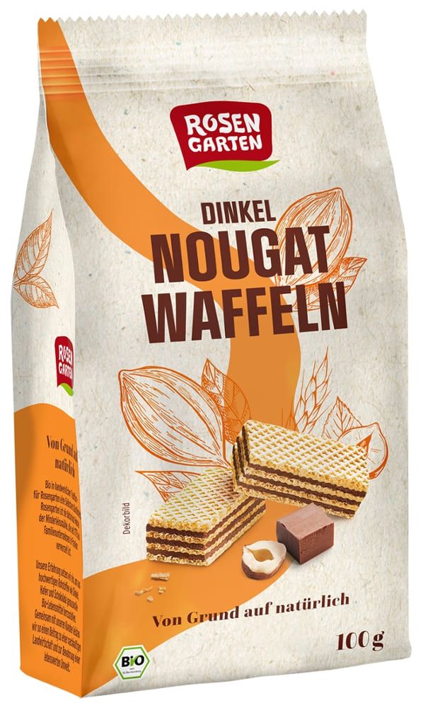 Rosengarten - Dinkel Nougat Waffeln 6 Stück zu 100 g