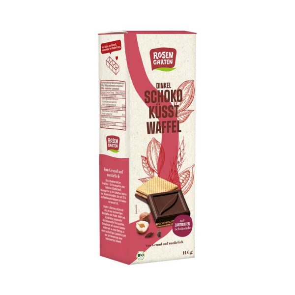 Dinkel Schoko Küsst Waffel Zartbitter Rosengarten