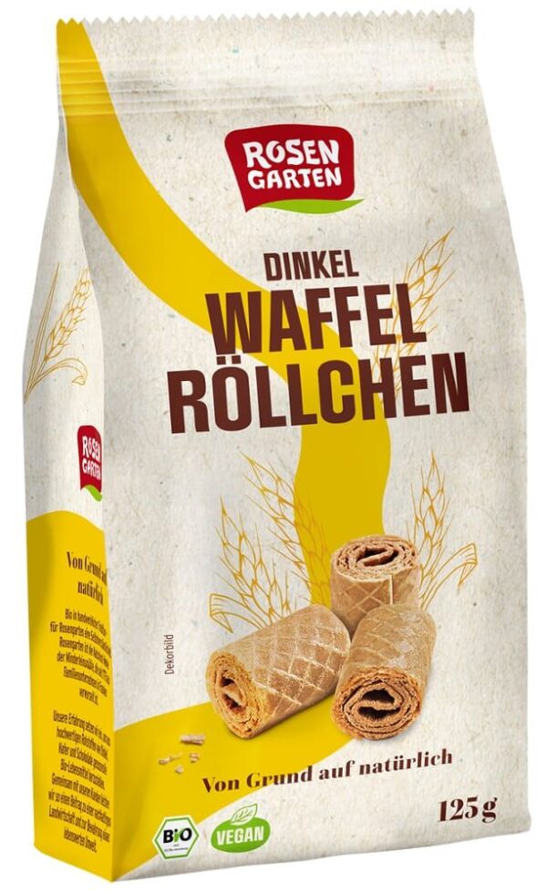 Dinkel Waffel Röllchen Rosengarten