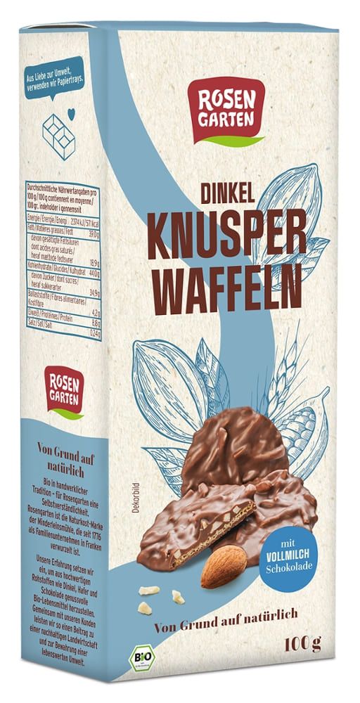 Rosengarten - Dinkel Knusper Waffeln Vollmilch 6 Stück zu 100 g