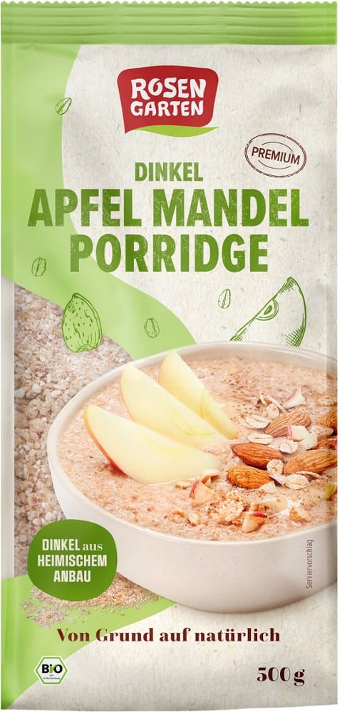 Rosengarten - Dinkel Apfel Mandel Porridge