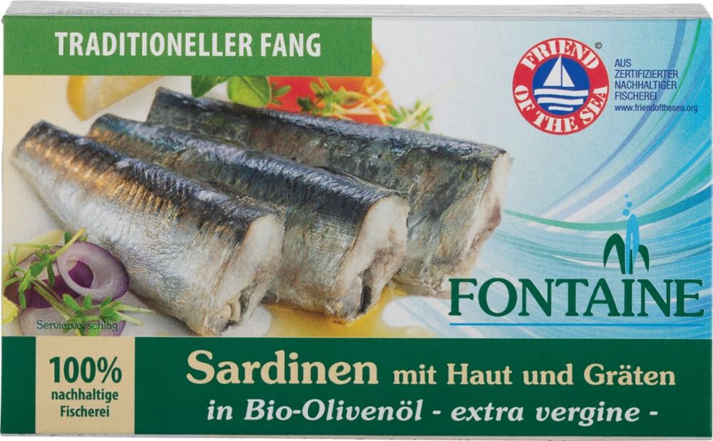 Fontaine - Sardinen mit Haut und Gräten 10 Stück zu 120 g